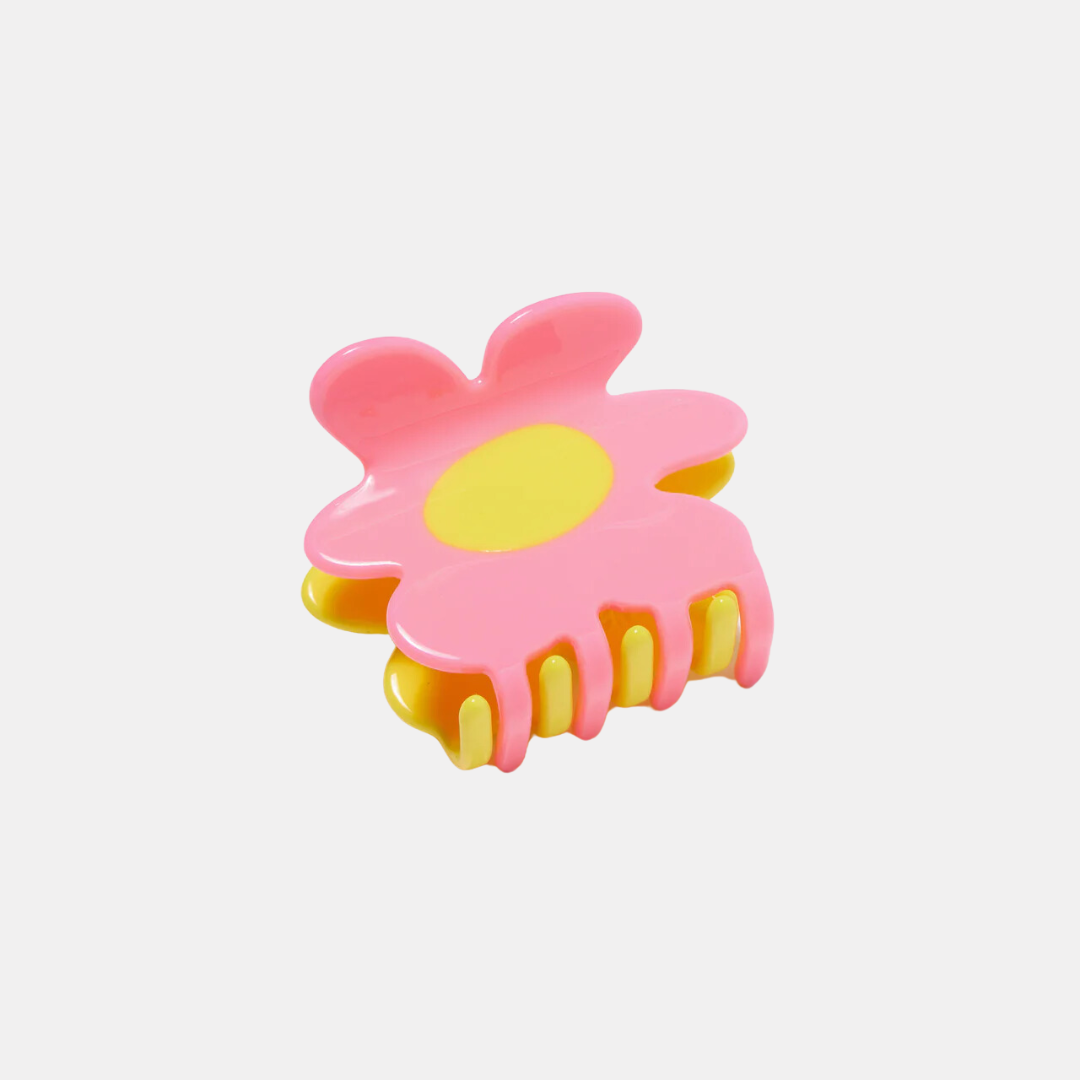 Yellow + Pink Flower Hair Claw