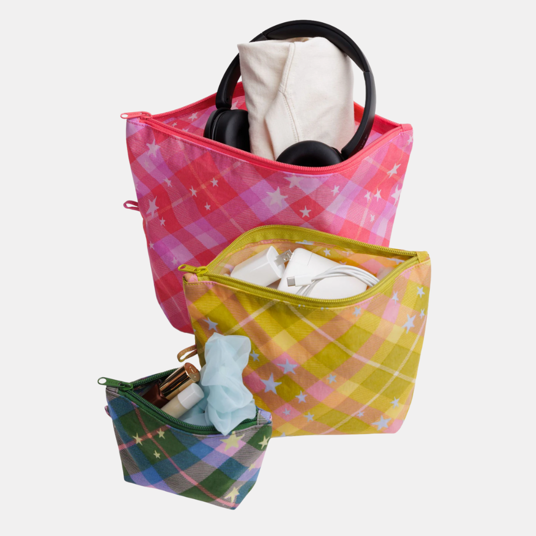 Star Plaid Go Pouch Set