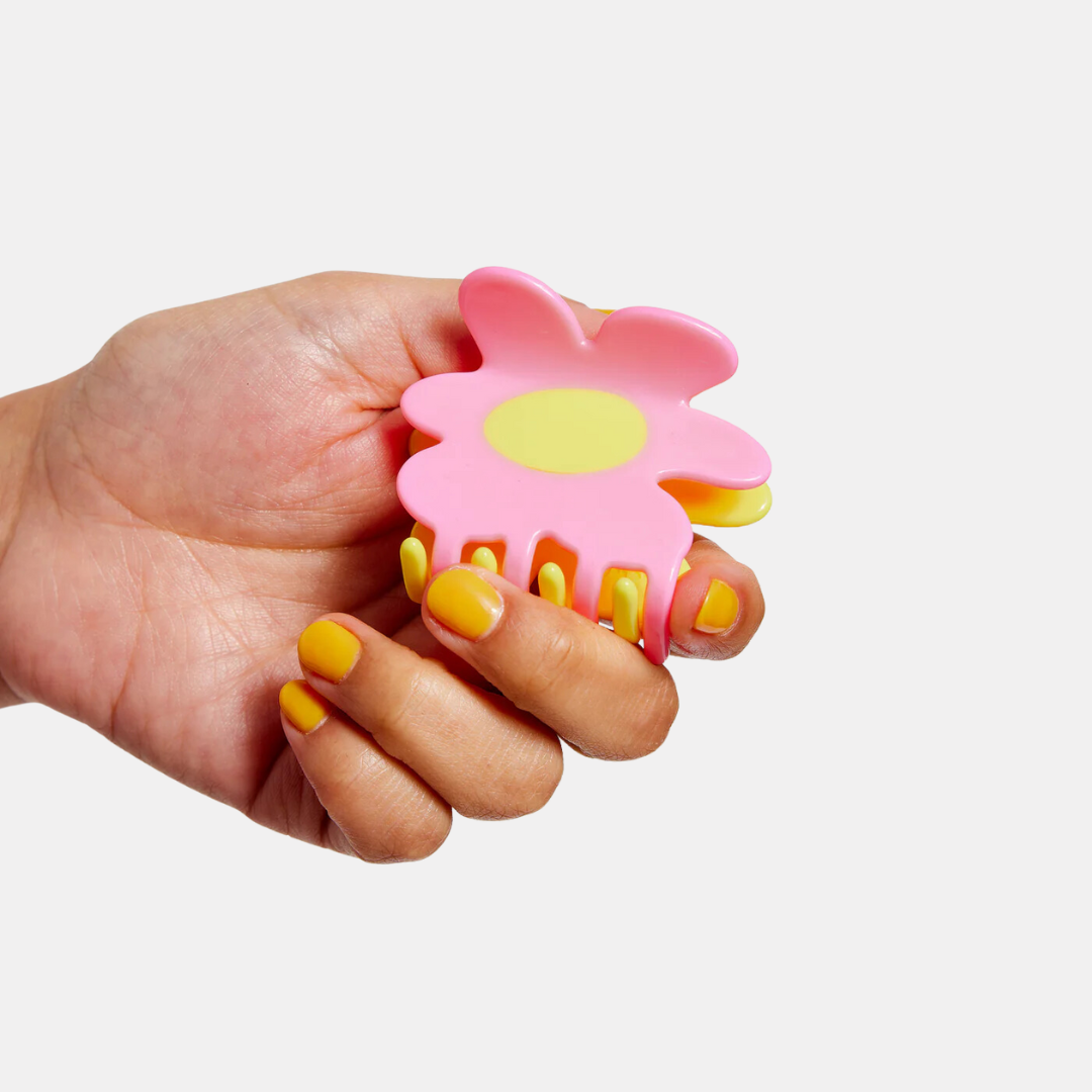 Yellow + Pink Flower Hair Claw