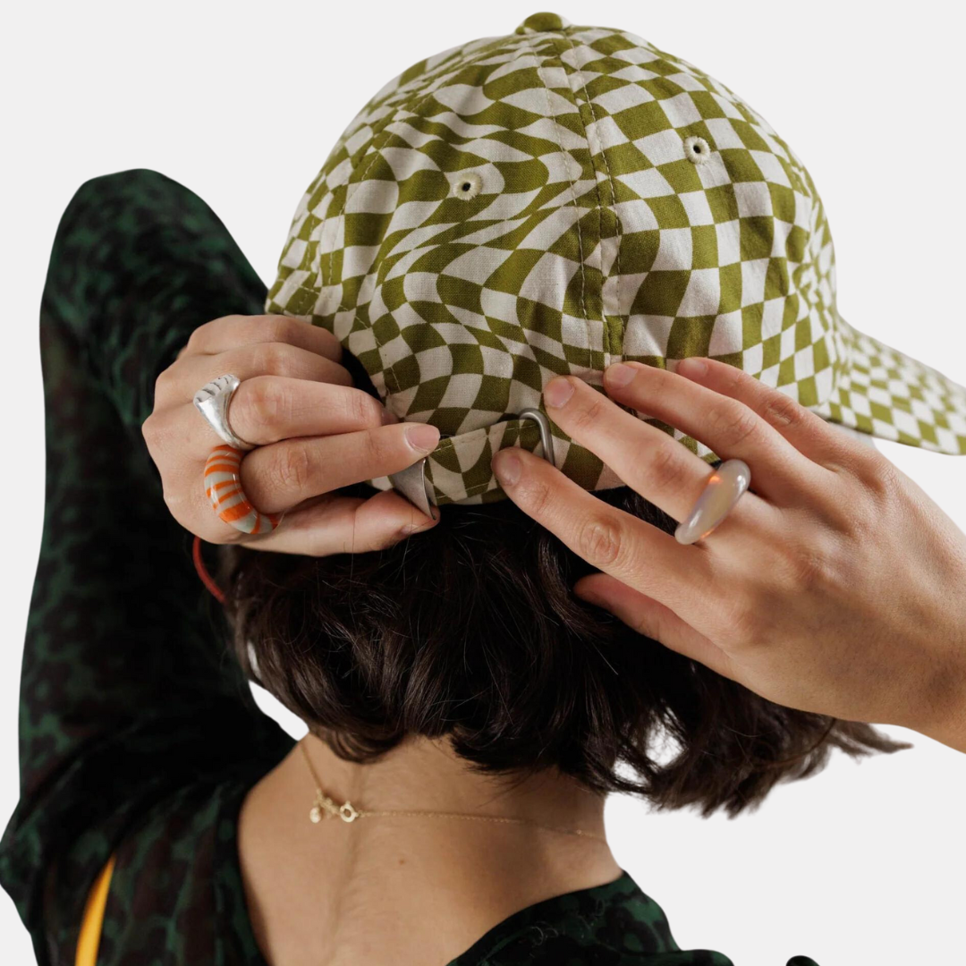 Moss Trippy Checker Baseball Hat