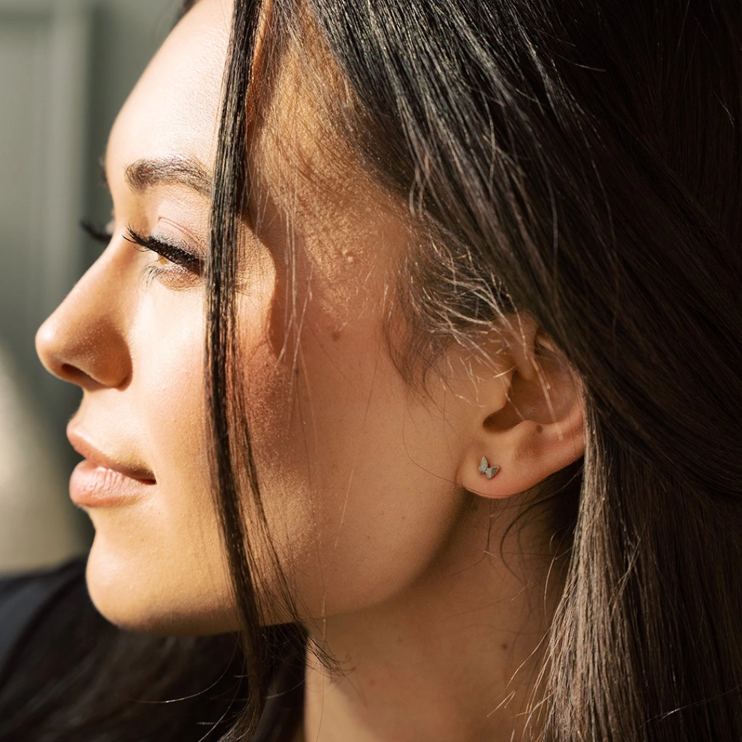 Silver Butterfly Studs