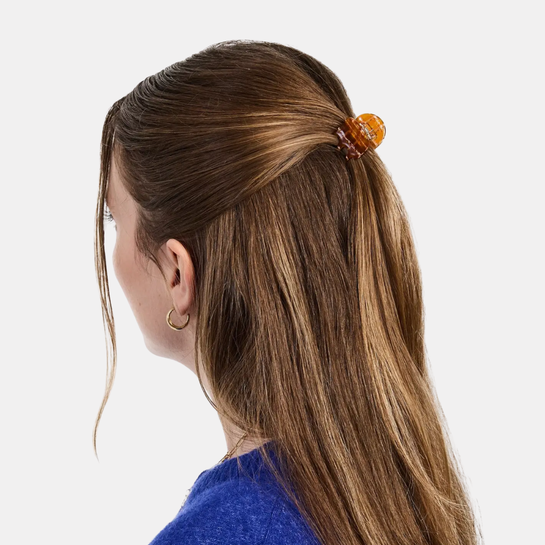 Caramel Plaid Mini Hair Claw