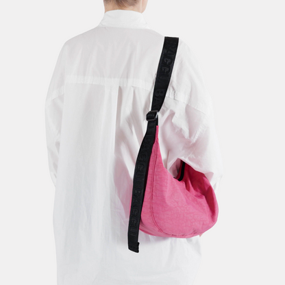 Azalea Pink Medium Nylon Crescent Bag
