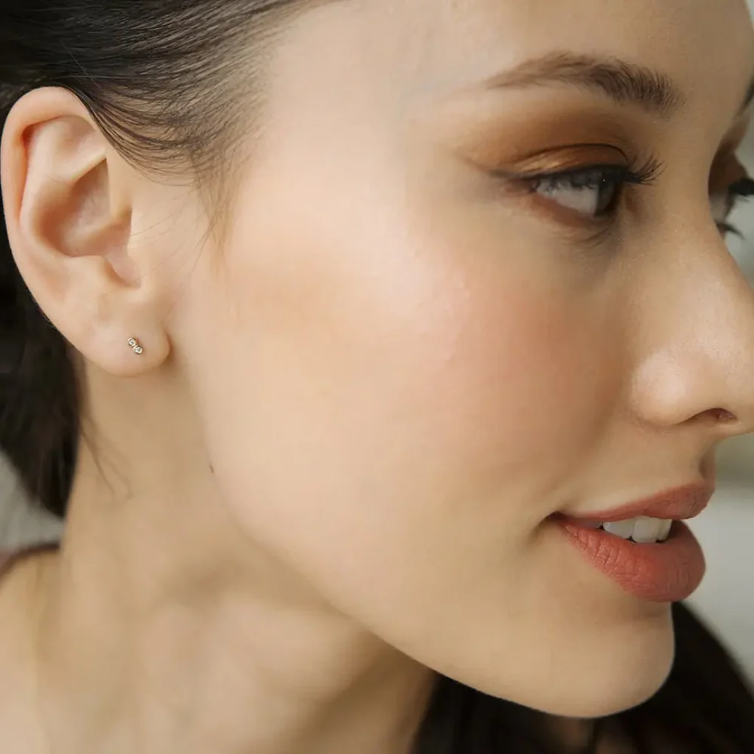 Silver Double Crystal Studs