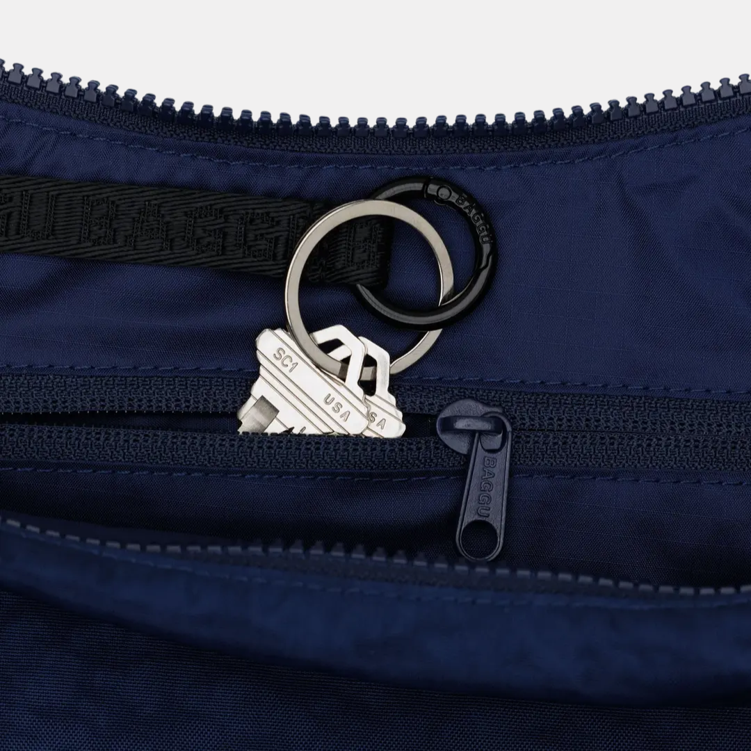 Navy Medium Nylon Crescent Bag
