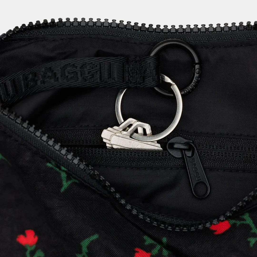 Painted Wildflower Small Nylon Crescent Bag