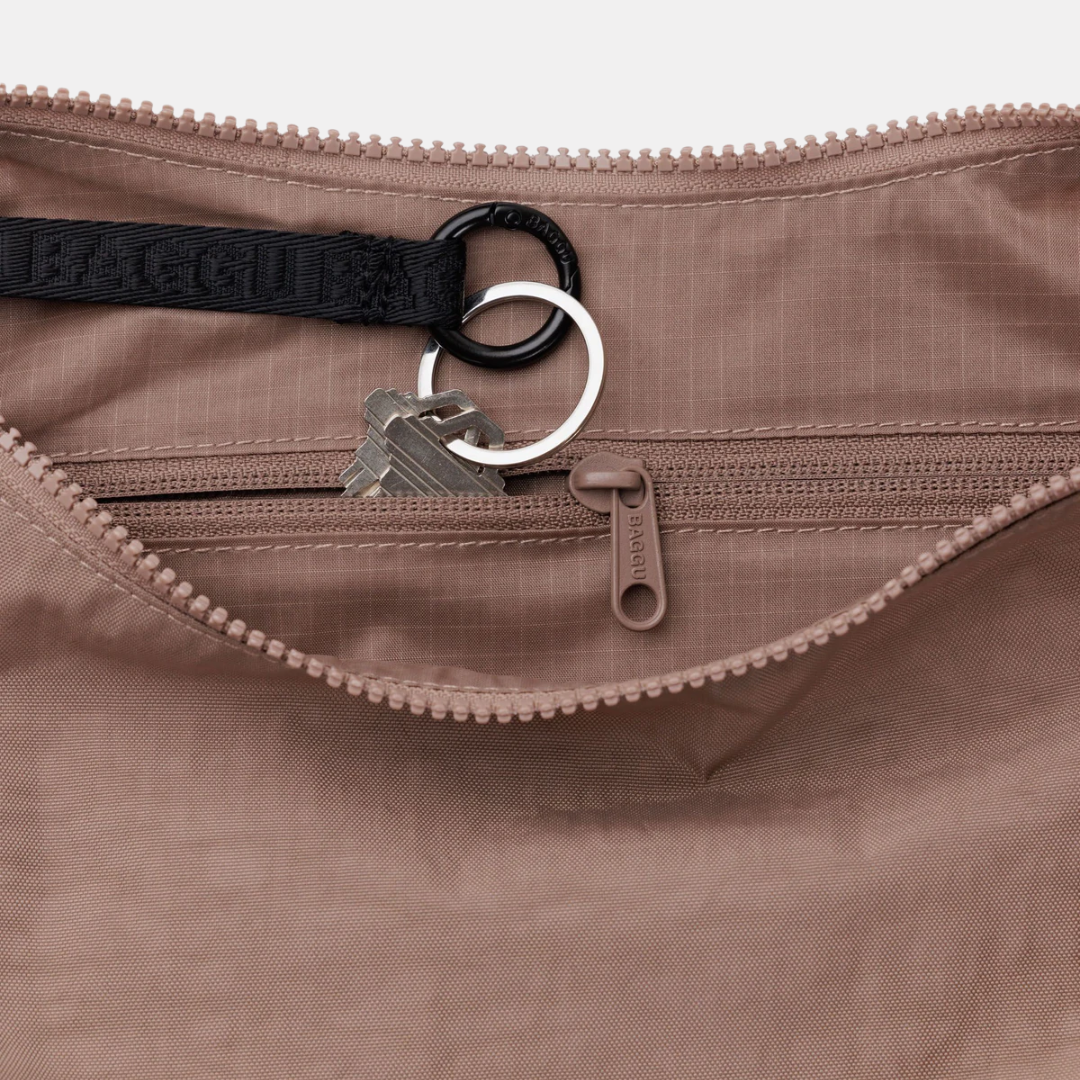Toasted Almond Medium Nylon Crescent Bag