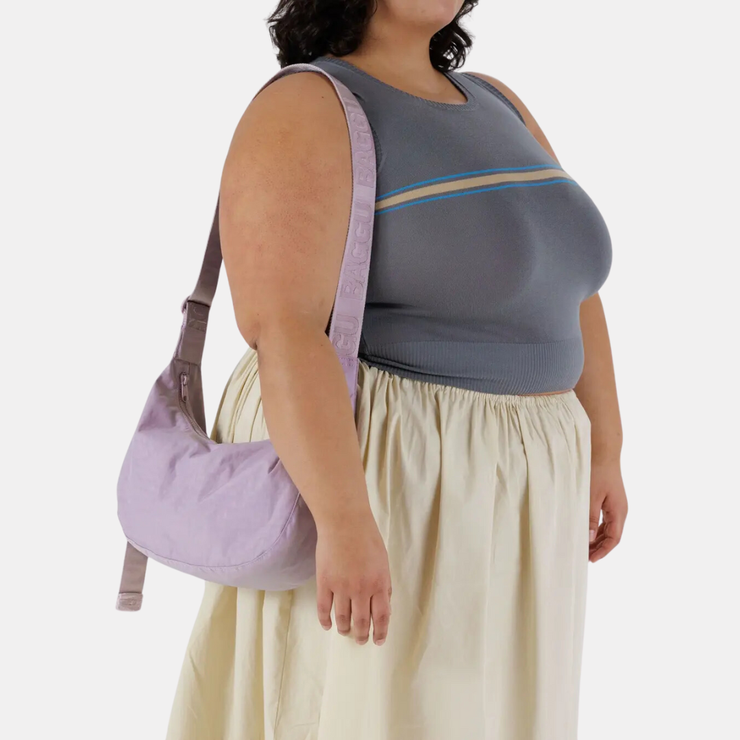 Dusty Pink Medium Nylon Crescent Bag