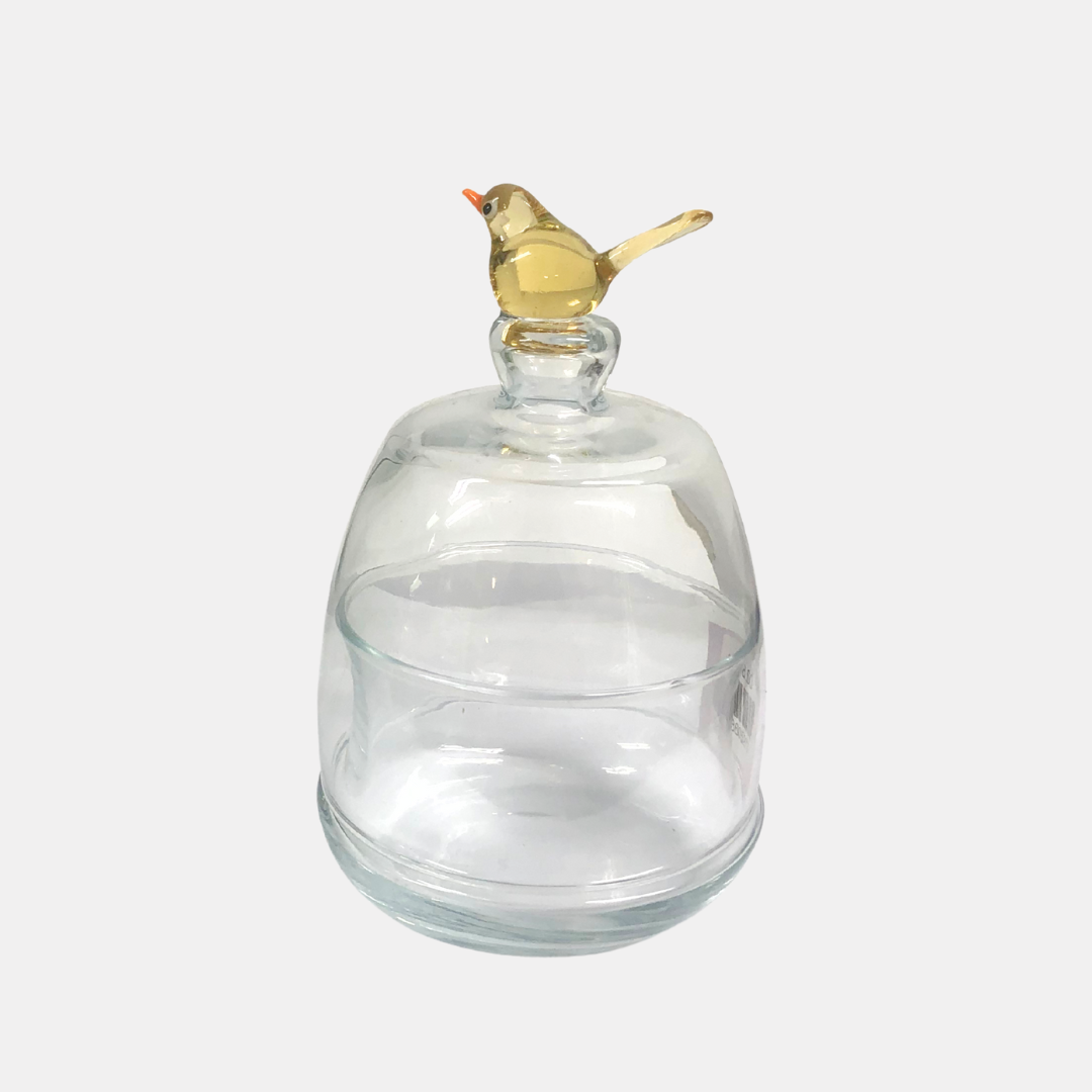 Bird Topper Glass Dish