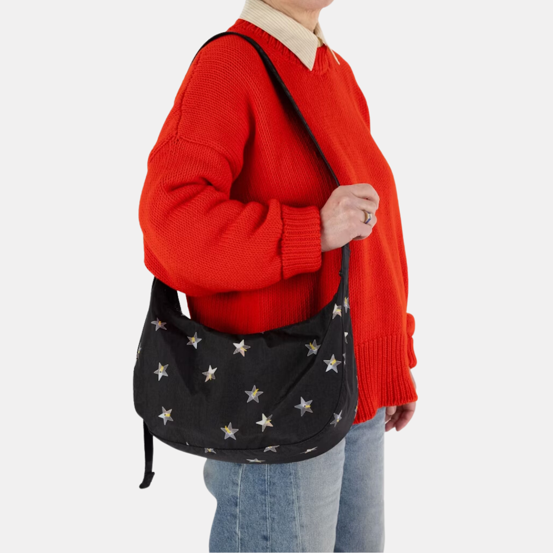 Stars Medium Nylon Crescent Bag