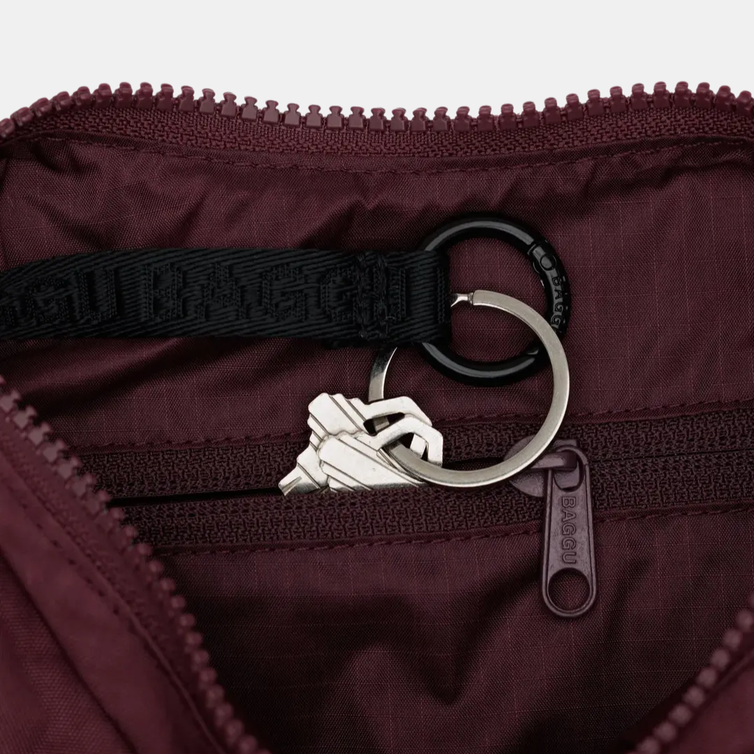 Mahogany Small Nylon Crescent Bag