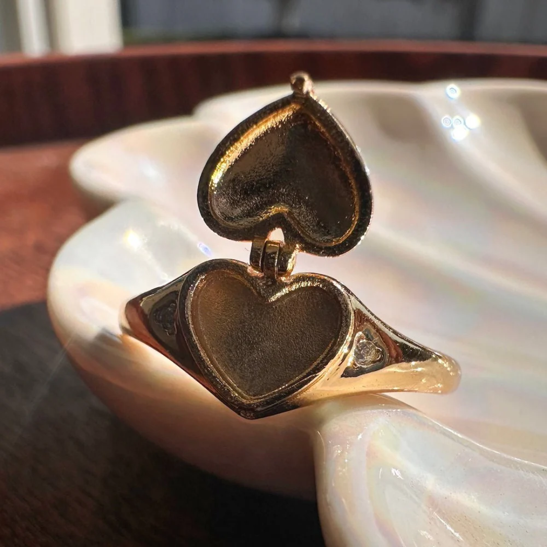 Silver Heart Locket Ring