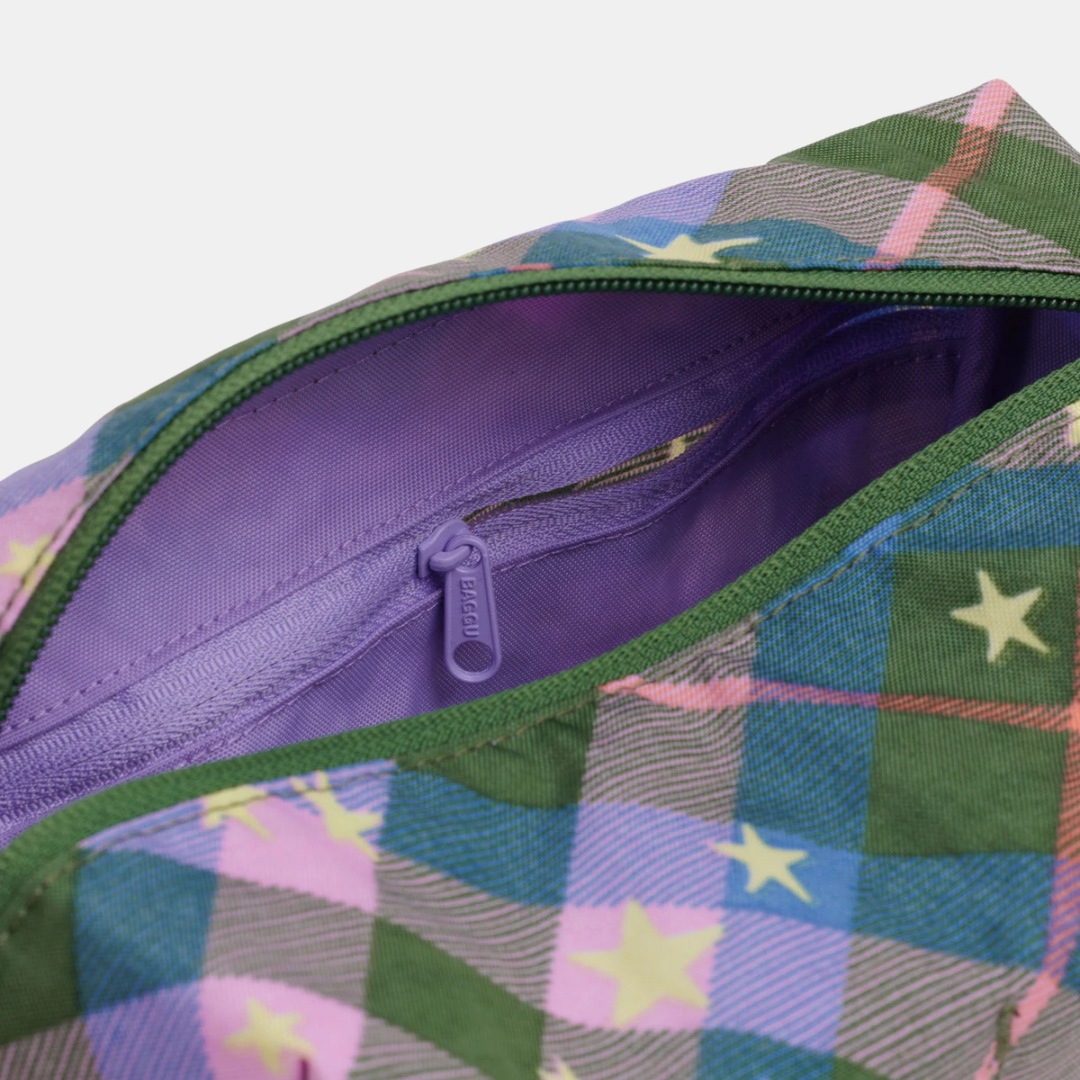 Green Star Plaid Dopp Kit