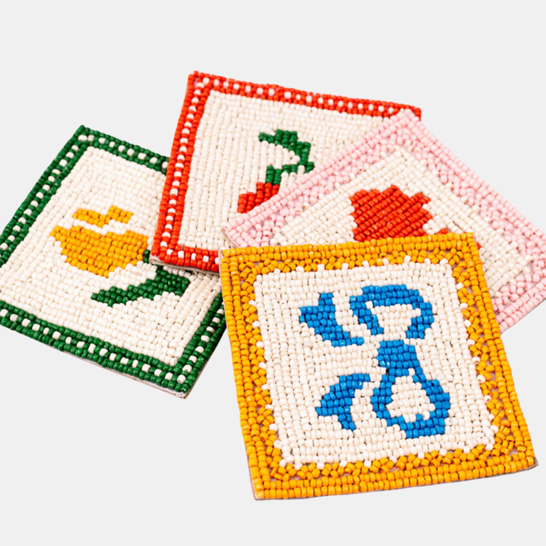 Quilt Beaded Coaster Set