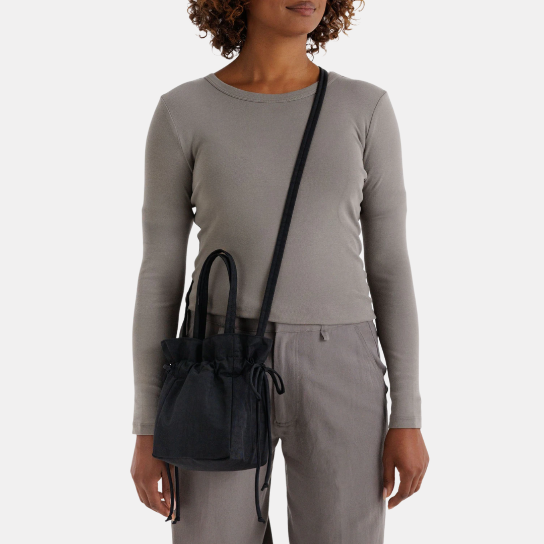 Black Nylon Drawstring Bag