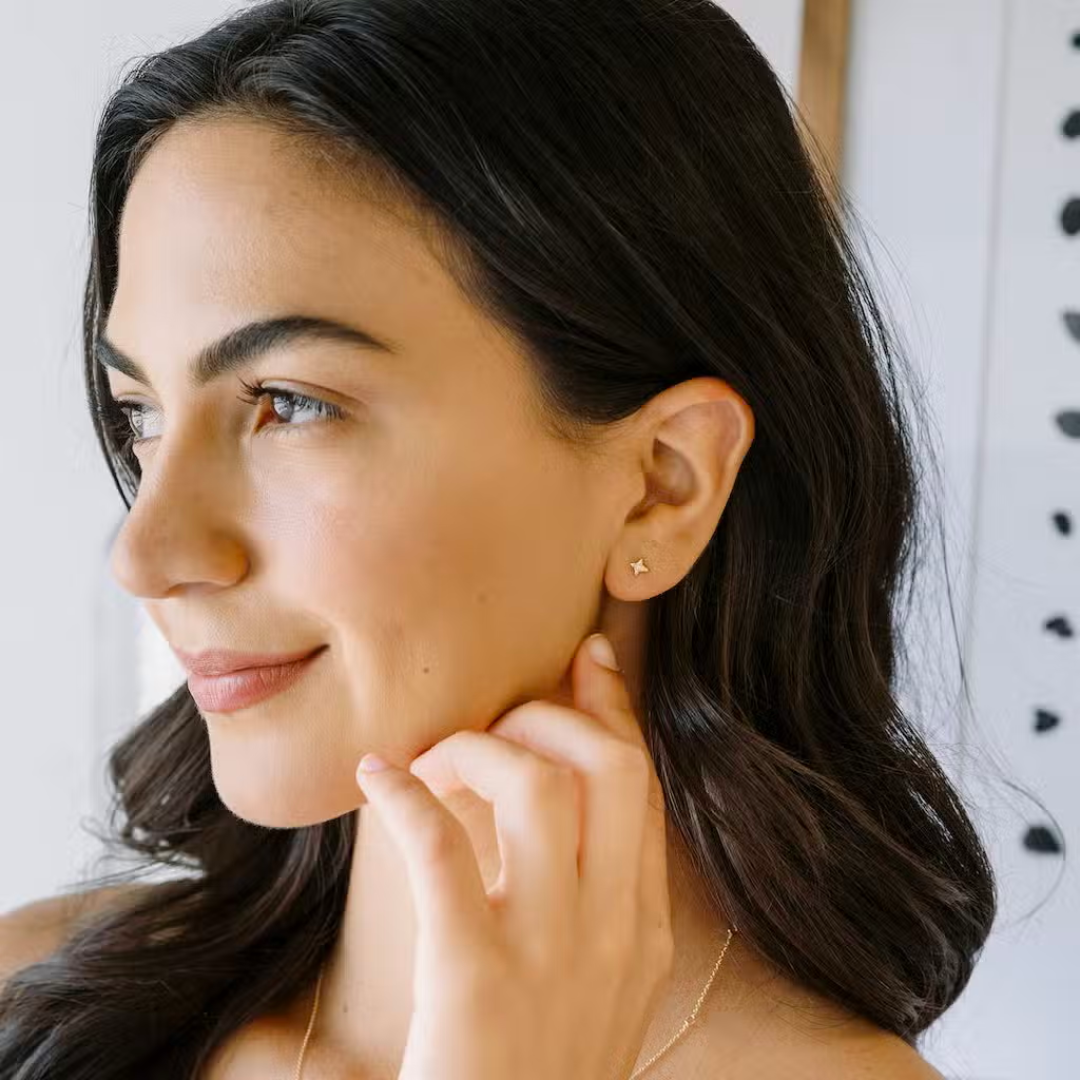 Gold Lucky Opal Origami Star Studs