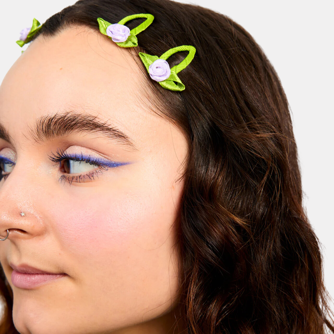 Lilac Rosette Hair Clip Set