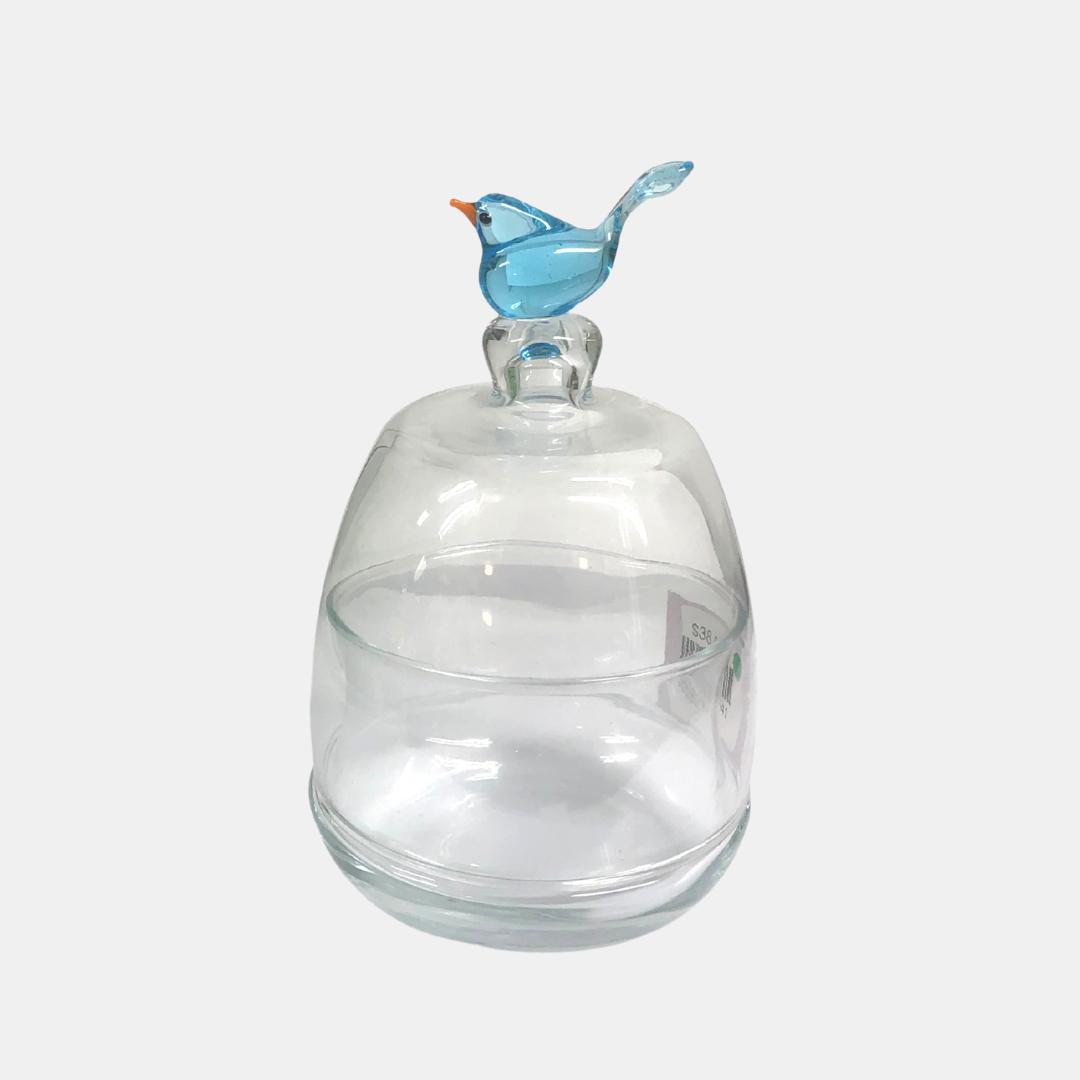 Bird Topper Glass Dish
