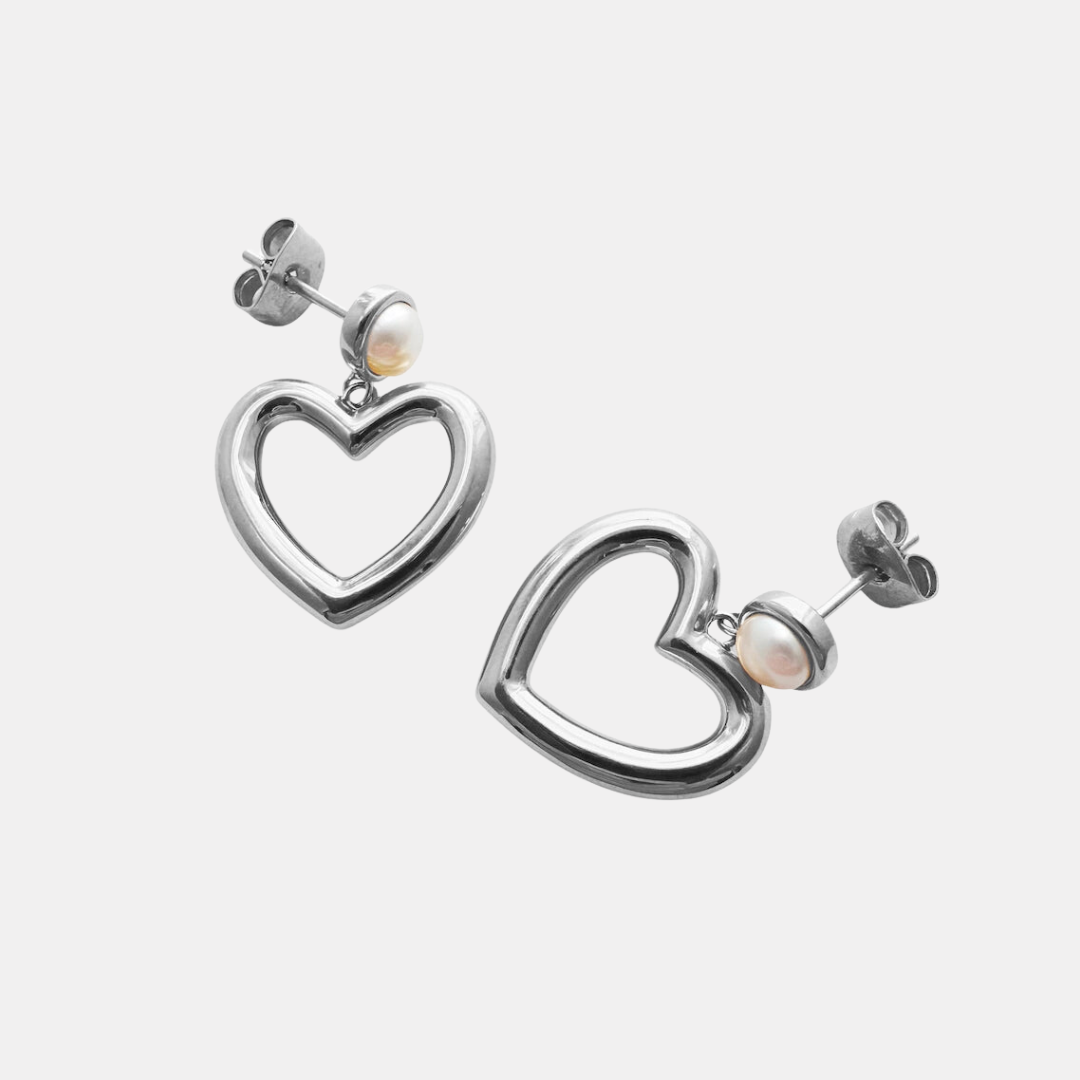 Silver Hailey Heart Earrings