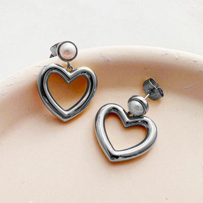 Silver Hailey Heart Earrings