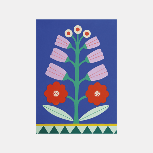 Blue Stem Folk Floral Card