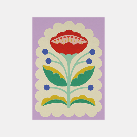 Lilac Scallop Folk Floral Card