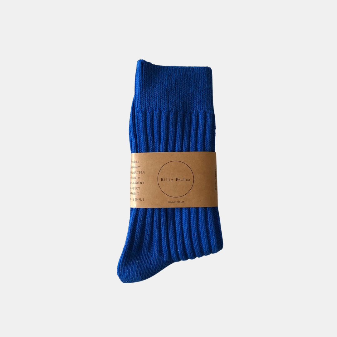 Ocean Blue Ribbed Socks