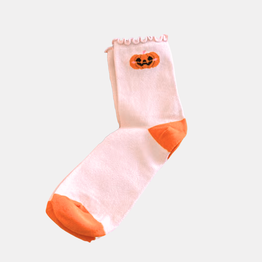Pink Pumpkin Ruffle Socks