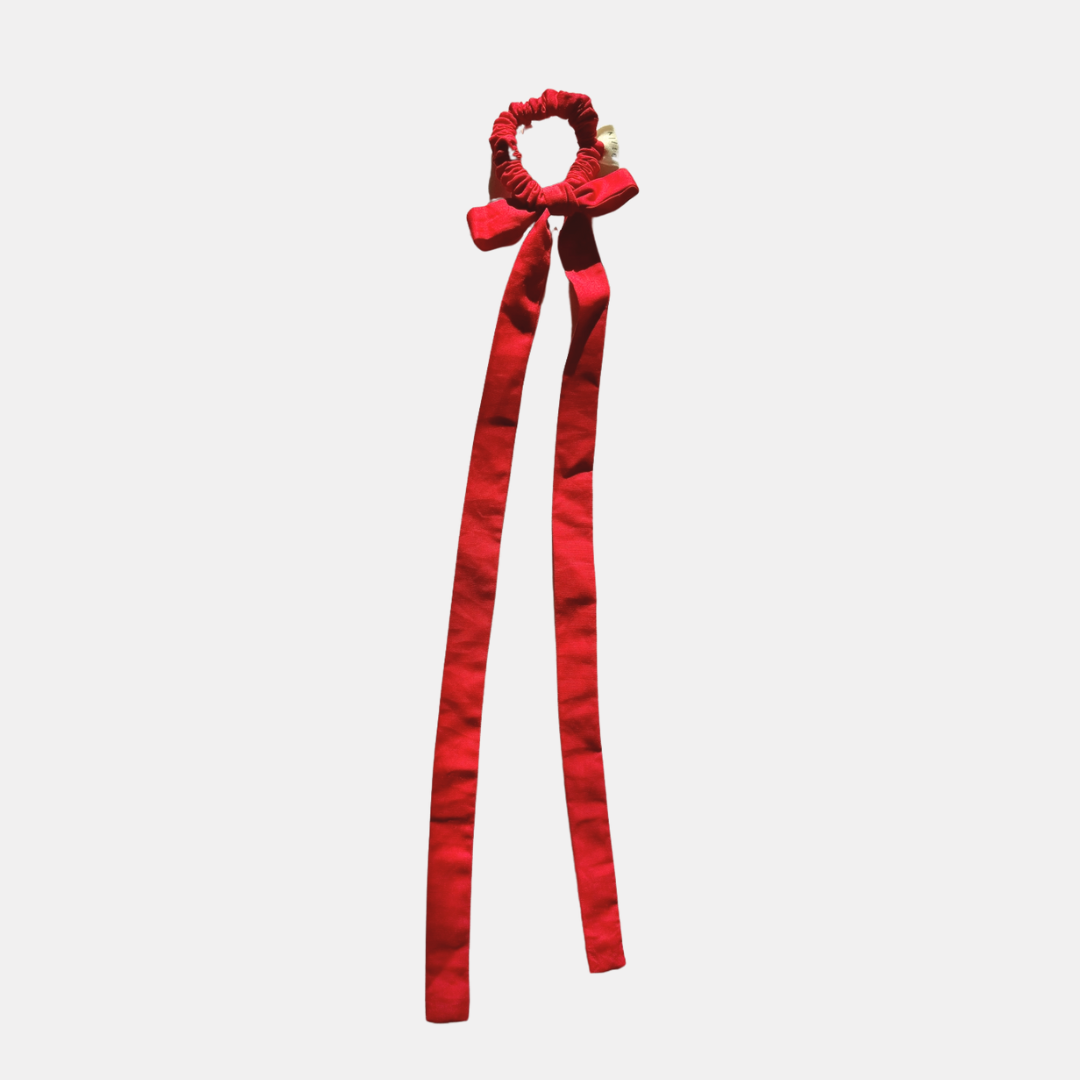Red Long Bow Scrunchie