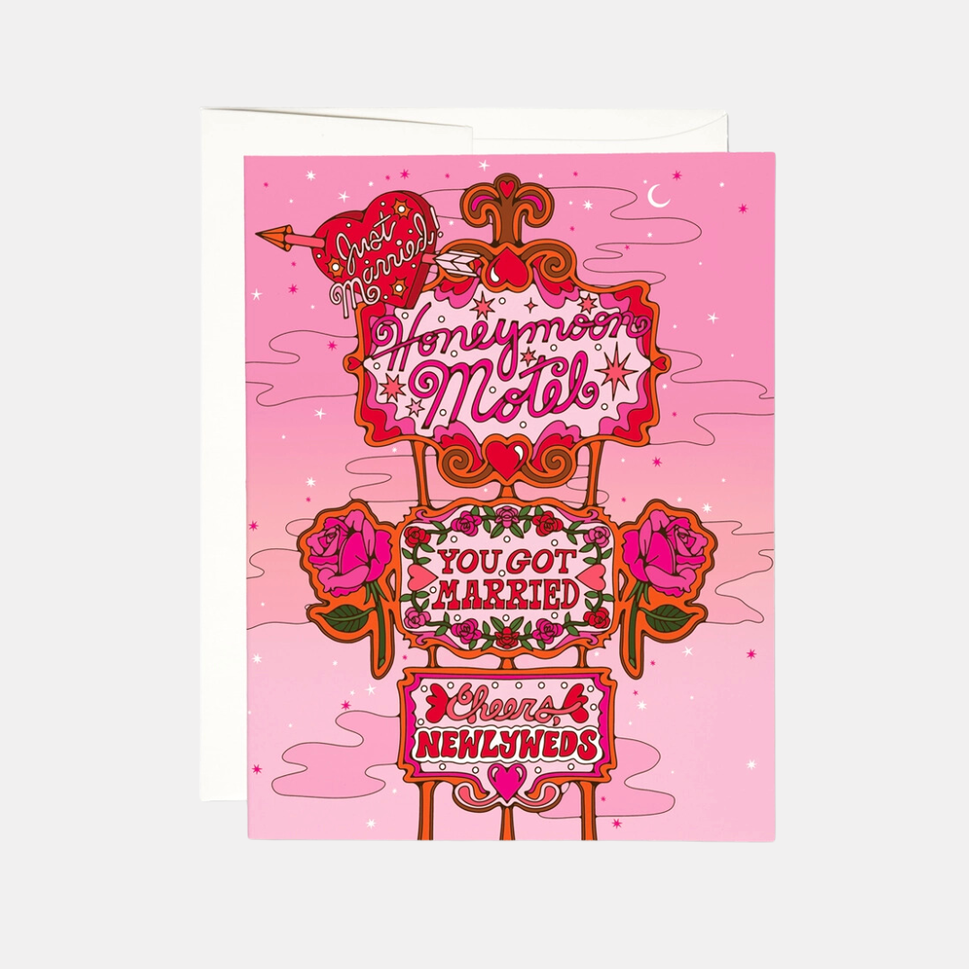 Honeymoon Motel Wedding Card