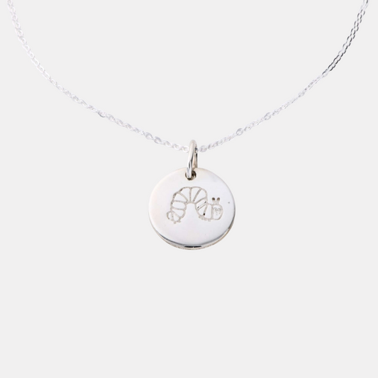 Silver The Very Hungry Caterpillar Disc Necklace
