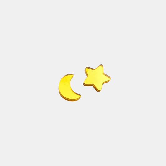 Gold Moon and Star Charm Studs