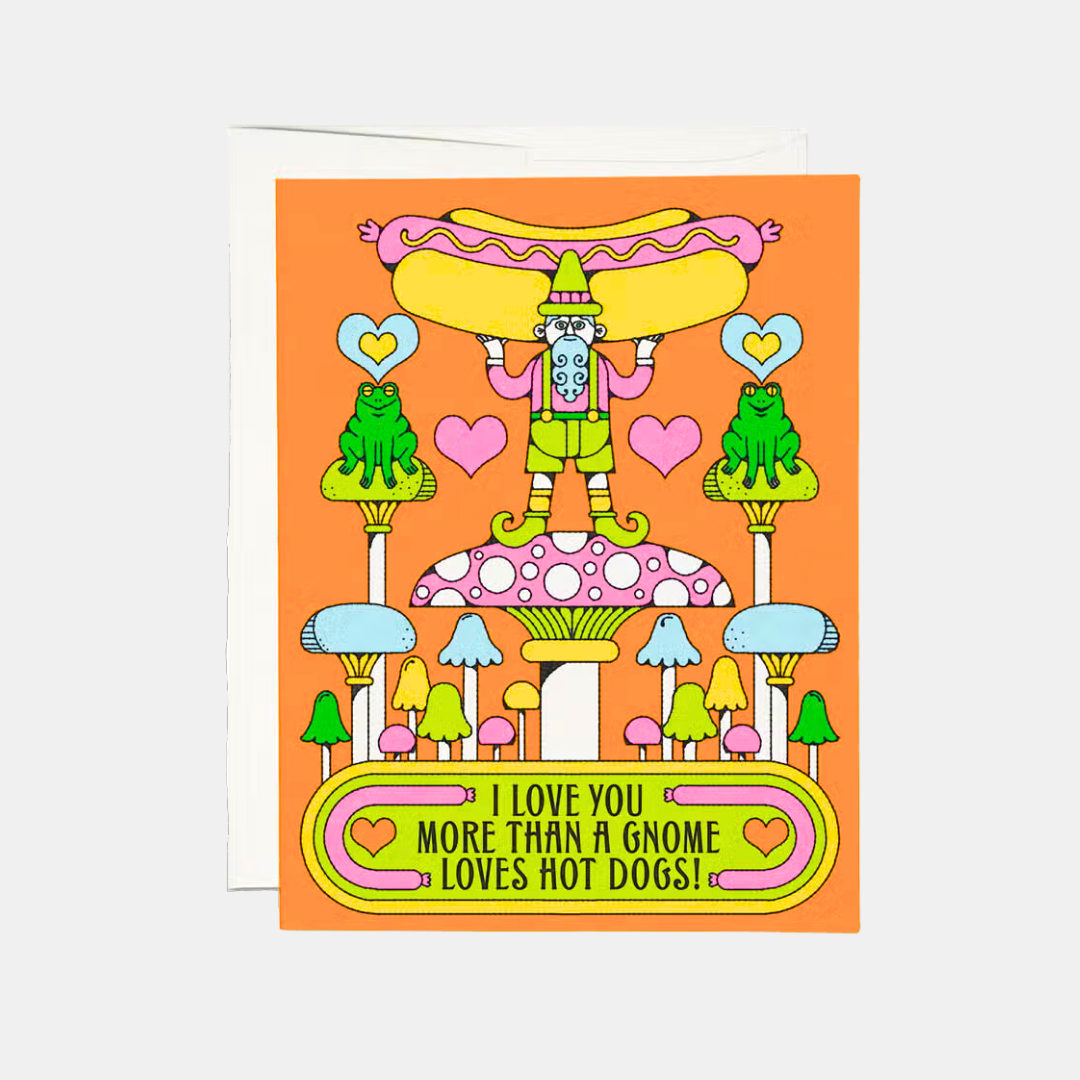 Gnomes Love Hotdogs Card