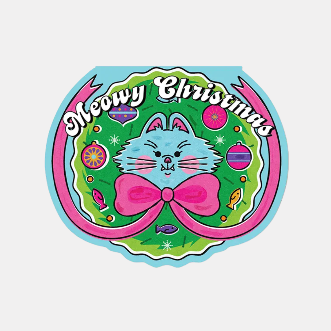 Meowy Christmas Wreath Card