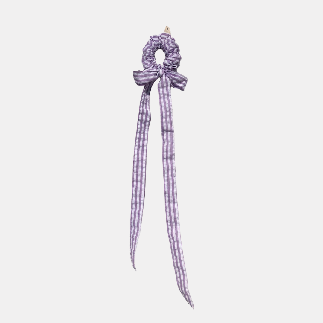 Lavender Striped Long Bow Scrunchie