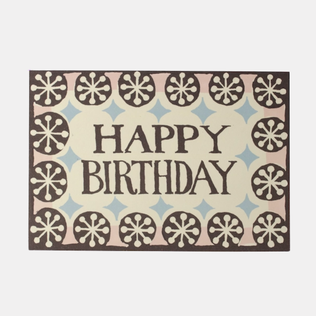 Happy Birthday Brown + Blue Geometric Card