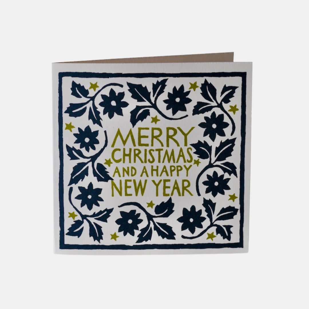 Merry Christmas And A Happy New Year Leaves Card