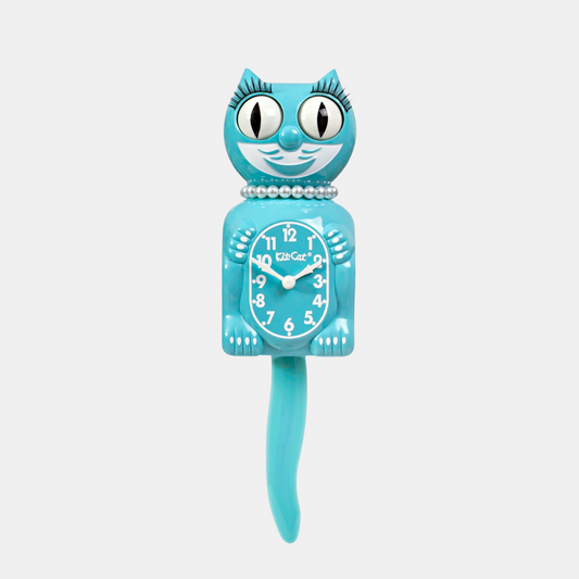 Vibrant Blue Turquoise Lady Kit-Cat Klock