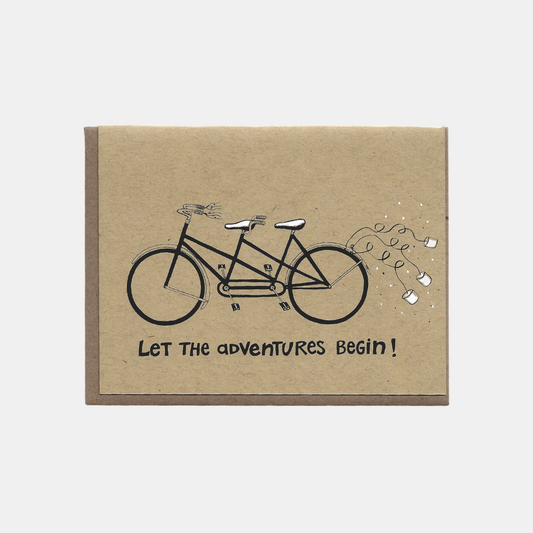 Let The Adventures Begin Tandem Bike Card