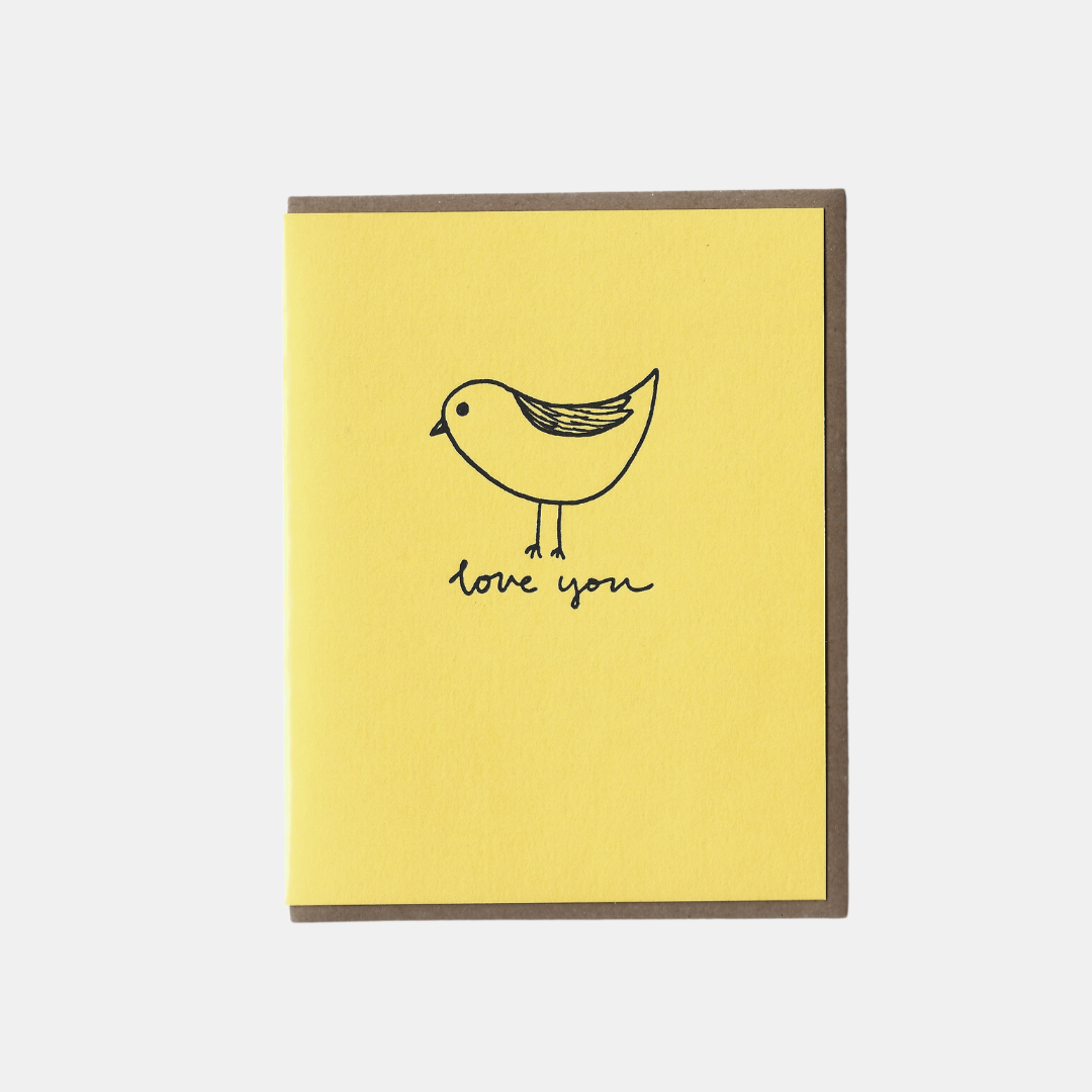 Yellow Love You Birdie Card
