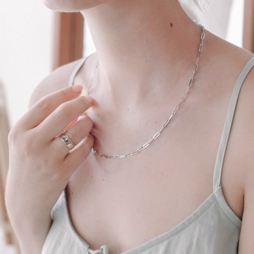 Silver Piper Paperclip Chain Necklace