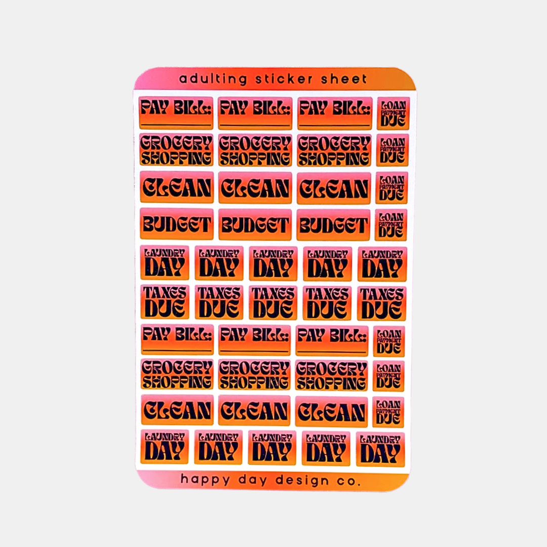 Adulting Planner Sticker Sheet