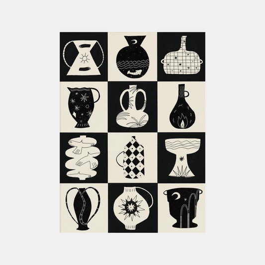 Black And White Pots Print