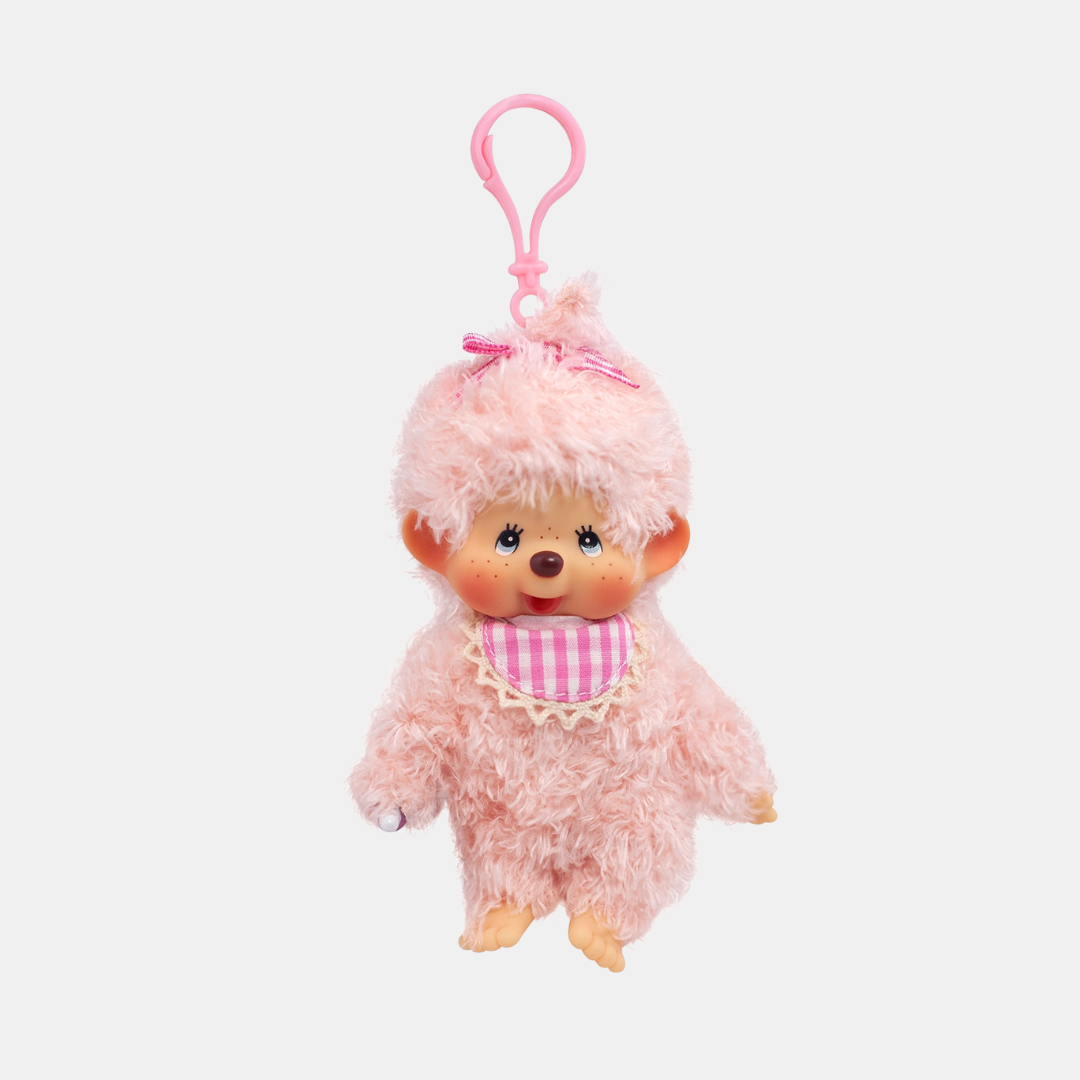 Monchhichi Fluffy Pink Keychain