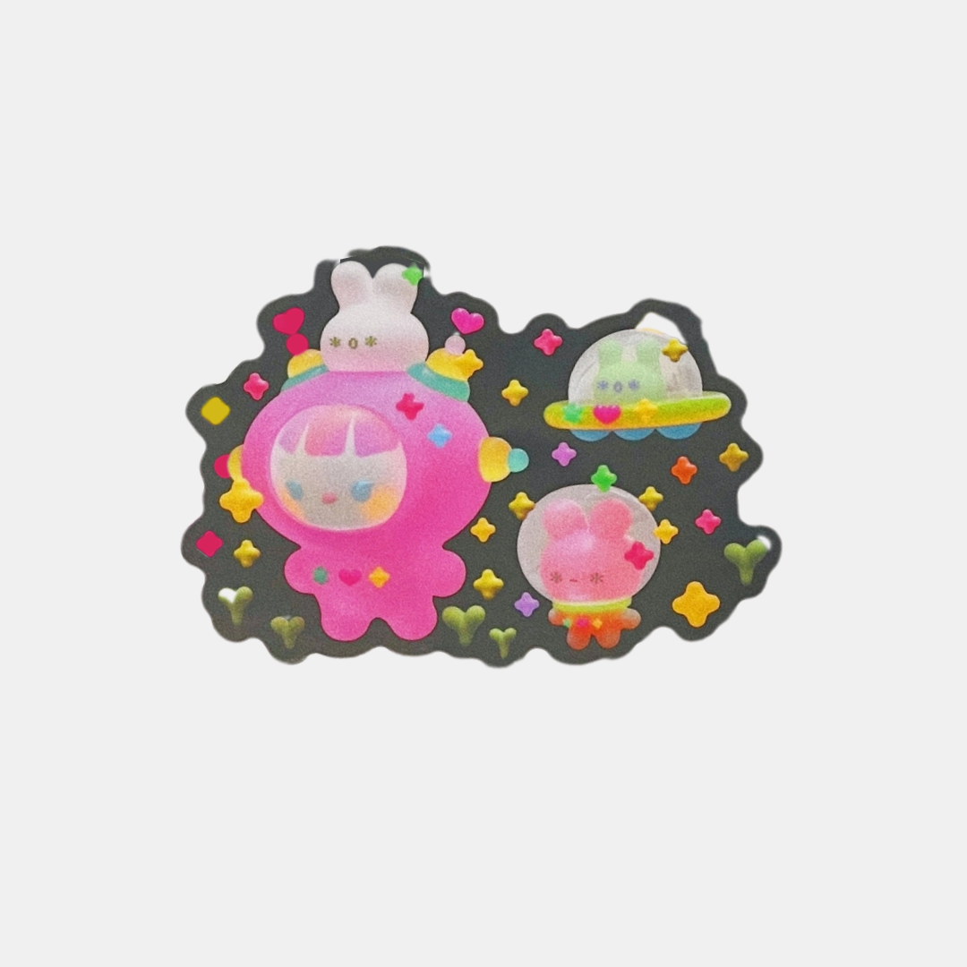 Space Girl + Bunny Sticker