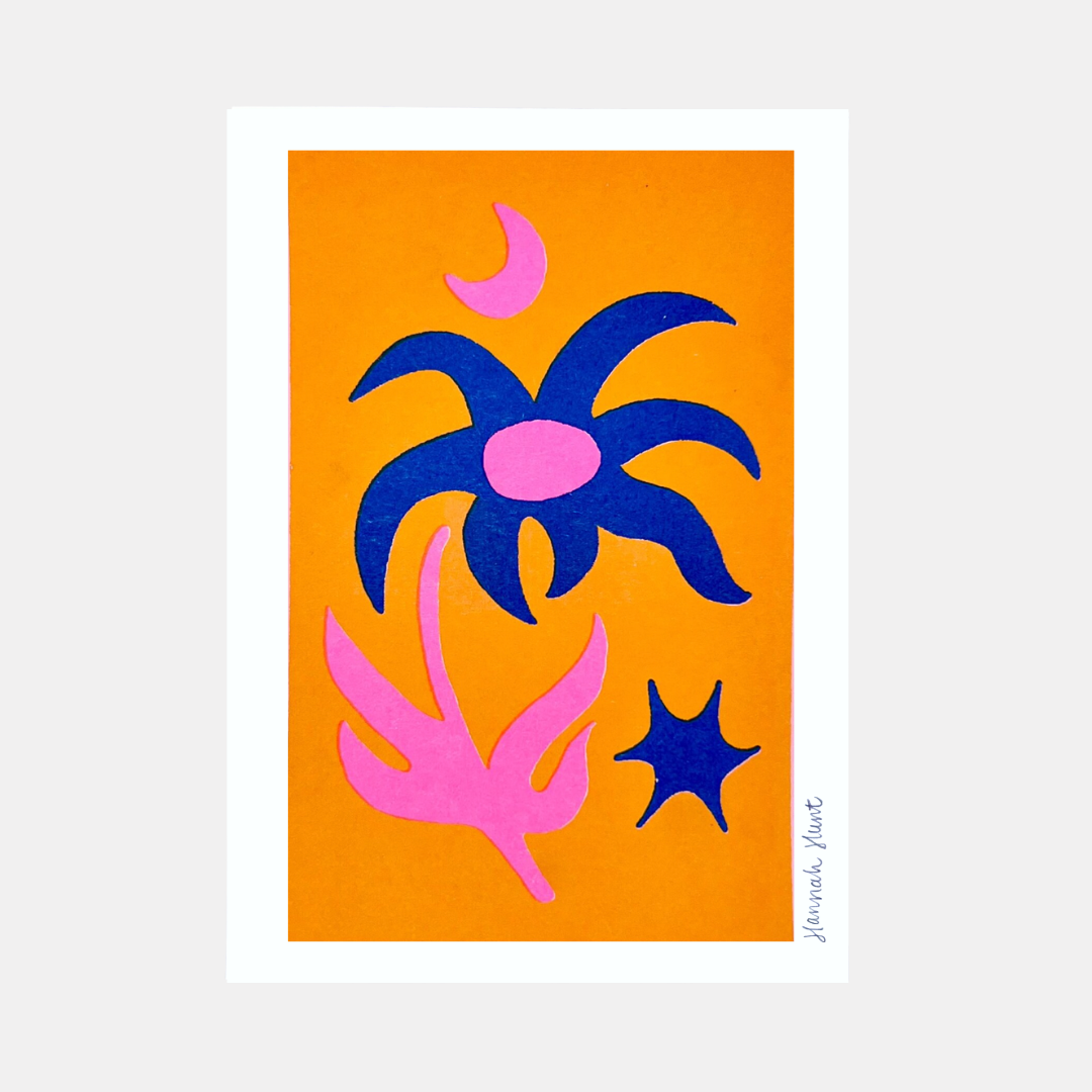 Yellow Background Cosmic Flower Mini Print