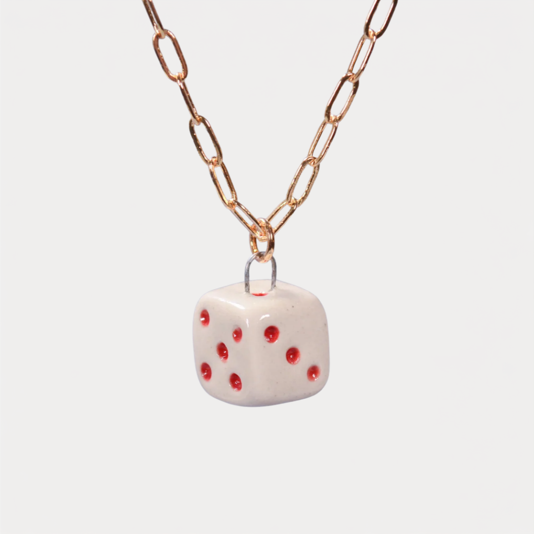 Red Dice Charm Necklace
