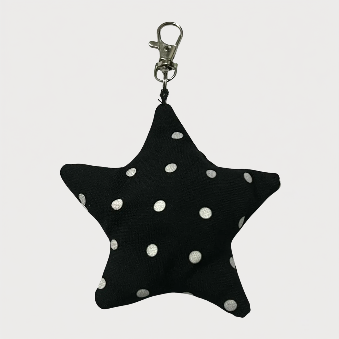 Black Polka Dot Star Bag Charm