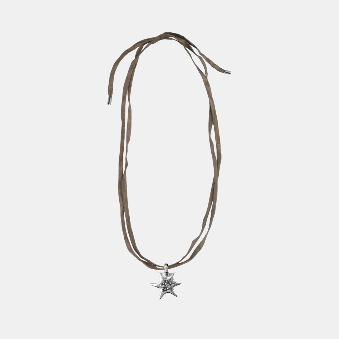 Silver Sea Star Silk Necklace