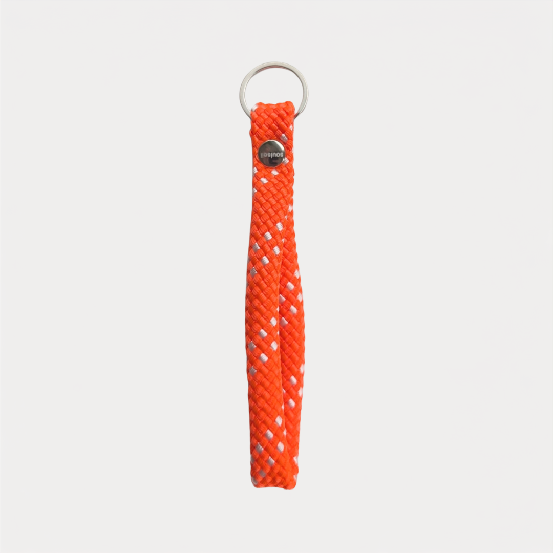Orange and White Braided Loop Keychain